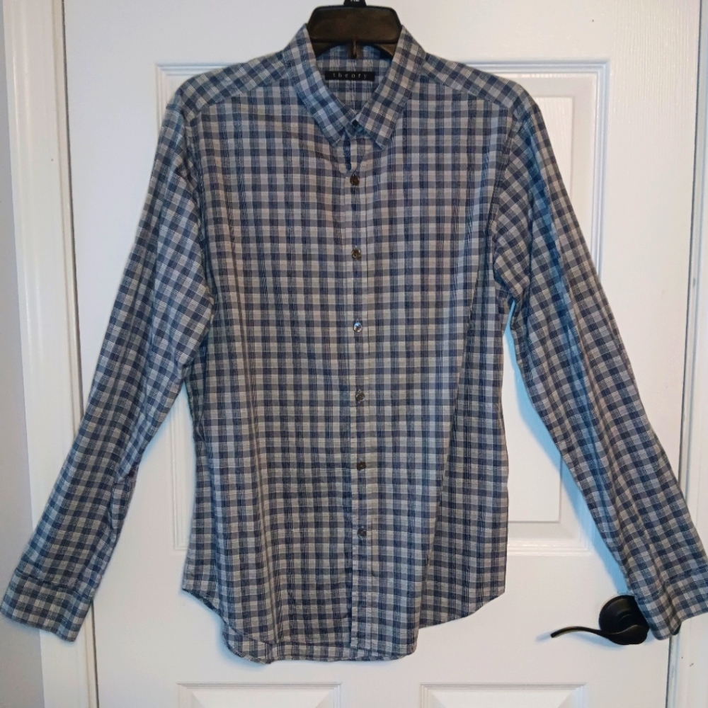 THEORY Rossford Plaid Button Up Shirt Classic Fit